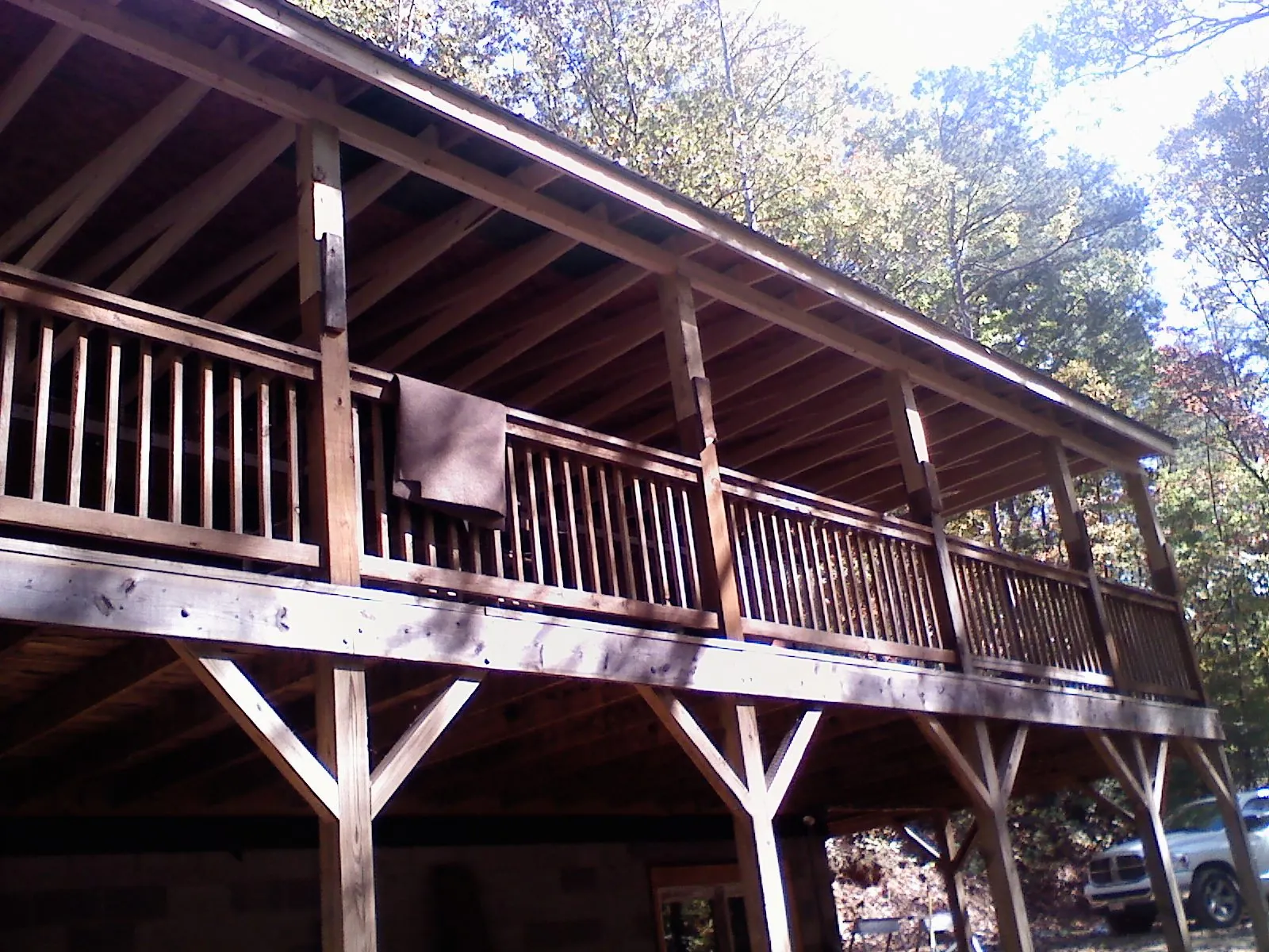 Timber framing under a new elevated porch and deck — Roof Leak Repair in Rutherford by Roofing Brothers